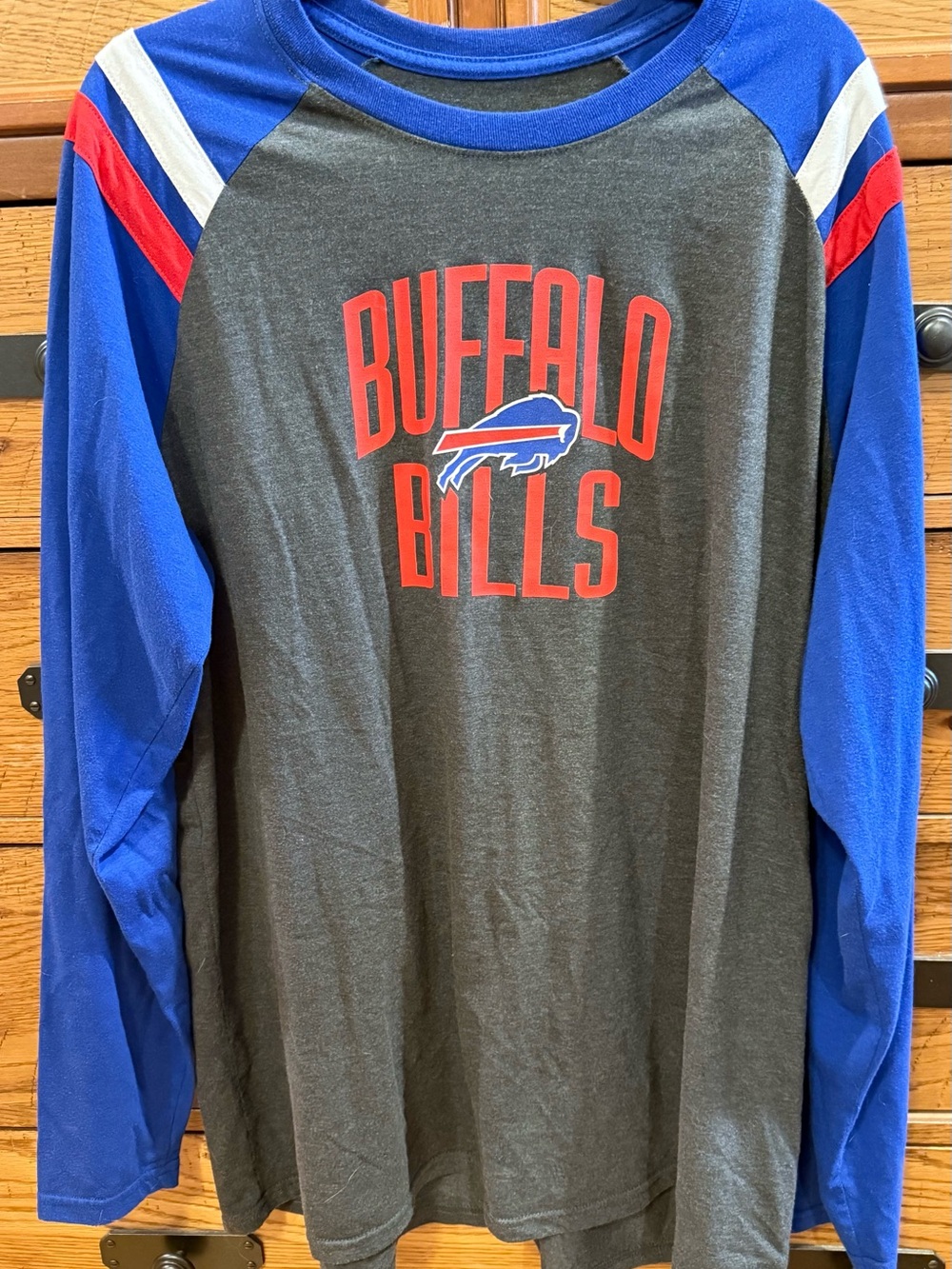 NFL Buffalo Bills Long Sleeve Raglan Shirt - Blue/Gray/Red